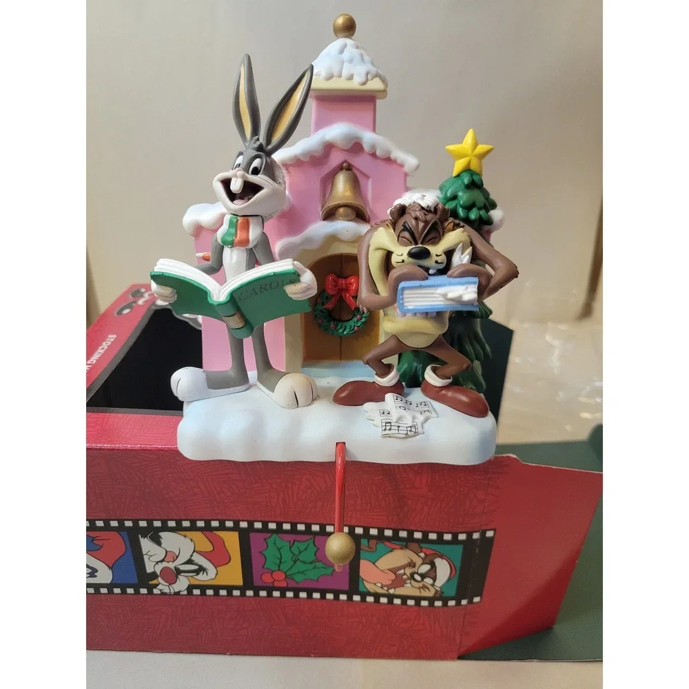 Vintage Looney Tunes Christmas Stocking Hanger Bugs Bunny Taz Caroling Mantel